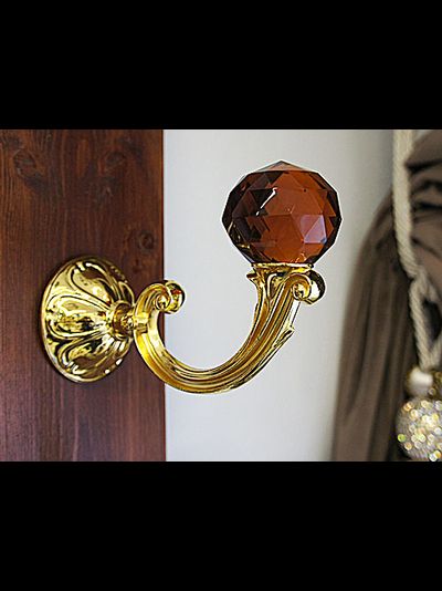 Настенный металлический держатель гардин с кристаллом. Простая установка на саморезы. Опт