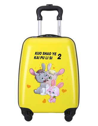 Детский чемодан на 4 колесах Зайцы - жёлтый