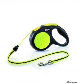 Flexi "Neon" SAFETY PLUS M, 5 метров, до 20 кг, трос. Артикул:49251 F