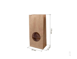 Бумажный пакет БЕЗ ручек Крафт С ОКОШКОМ (8*5*17 см), МИНИ, 1 шт