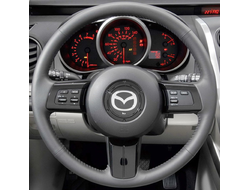 Кожаная накладка на руль Mazda CX-7 I (2006-2009), MX-5 III (NC) (2009-2015), RX-8 I (2009-2012), черная