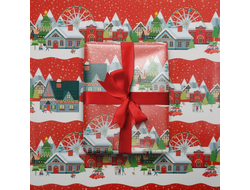 Бумага упаковочная глянцевая "Зимний город", 50 х 70 см, 1 лист