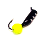 Мормышка вольфрамовая Столбик чёрная шар жёлтый вес.0.35gr.12mm. d-2.0mm,