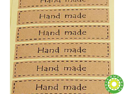 Hand made, 16 наклеек прямоугольных 1,5 * 7