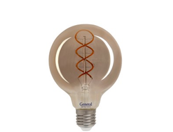 Лампа светодиодная General LOFT шар G95DSS E27 6W 1.8K 95х136 филамент (нитевидная) дымчатая 684900