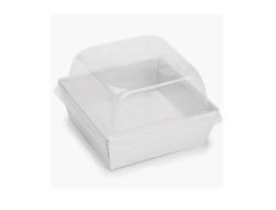 Упаковка с КУПОЛЬНОЙ крышкой, ECO SmartPack WHITE 300,  (размер внутри: дно 8*8 см, высота 9 см), БЕЛАЯ