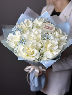 Букет из белых французских роз Любимой мамочке