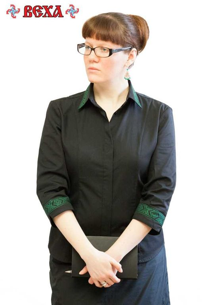 Блуза женская "Русский узор" Черная