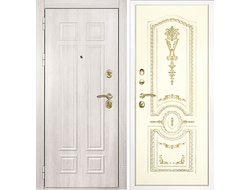 Входная  дверь Гера 2 с панелью Смальта 11 слоновая кость