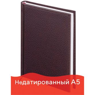 Ежедневник недатированный А5 (138х213 мм) BRAUBERG "Favorite", под фактурную кожу, 160 л., бордовый, 123833