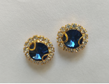Стразы в золоте' тёмный сапфир 12 мм
