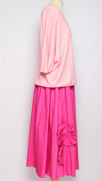 ЮБКА НАРЯДНАЯ ХЛОПОК "АППЛИКАЦИИ ЦВЕТЫ " фуксия до р.54