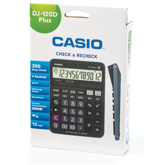 Калькулятор настольный CASIO DJ-120DPLUS-W (192х144 мм), 12 разрядов, двойное питание, черный, DJ-120DPLUS-W-E