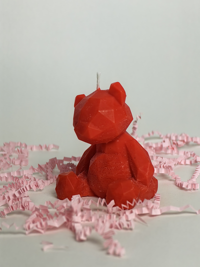 Свеча "Мишка геометрия" Алый