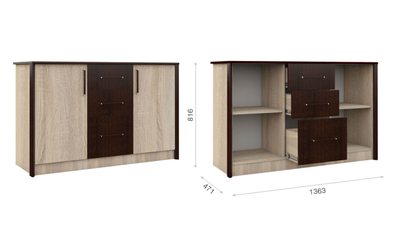 Комод Эшли 136 см венге, дуб сонома