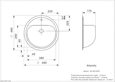 Умывальник Reginox Atlantis L OSP Wlux