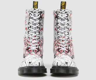Dr. Martens 1490 White Cherry Red Black Softy высокие с принтом