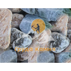 Чёрно-коралловая мраморная крошка галтованная, фракция 20-40 мм