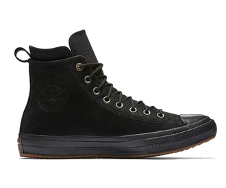 Кеды Converse All Star Waterproof Nubuck Boot total black черные высокие кожаные