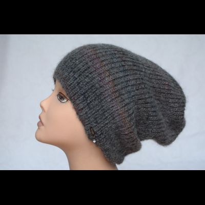 Вязаная шапка удлиненная Vizio Италия 5872 СL серо - бордовая фото