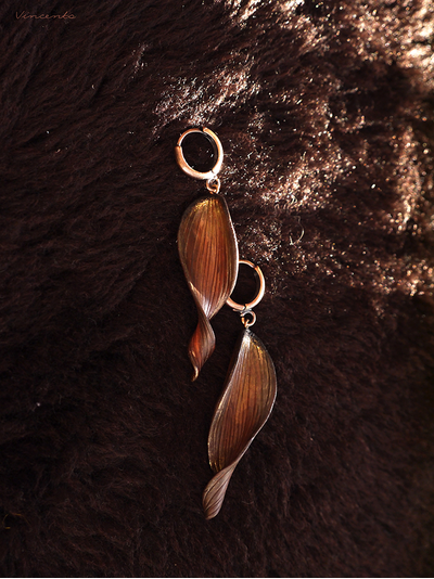 Серьги "Лепестки Медной Календулы"