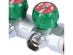 Коллектор регулирующий STOUT 1", 3 отвода 1/2" плоское уплотнение (Арт. SMB-6849-011203)