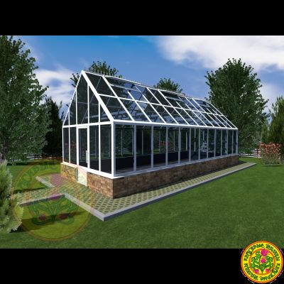 Базовая комплектация теплицы из стекла и алюминия УЭЛЬС размером 3500 х 9000 мм