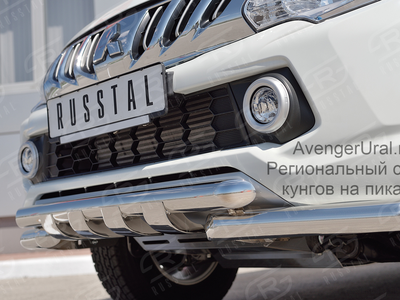 Защита переднего бампера с клыками "Акула" d76+60мм