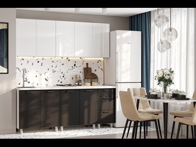 Кухня «Модерн NEW» 2 м Белый глянец / Графит ( SV)