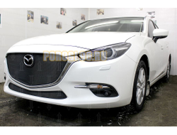 Защита радиатора Mazda 3 2016-2019 black верх (без рамки)