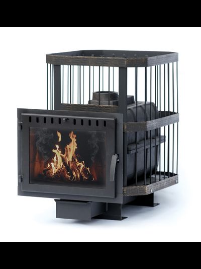 Печь банная чугунная"Сибирь-20". Панорамная дверца (сетка)