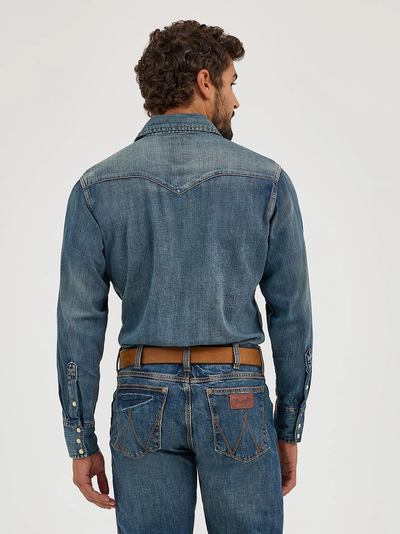 Рубашка Wrangler® Western Denim Snap Work Shirt