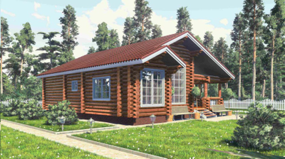 Одноэтажный дом из бревна ДБ-08, площадь 110 м2