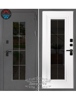 960*2050. ЛЕВОЕ ОТКРЫВАНИЕ. ТЕРМОРАЗРЫВ. КАТАЛЕЯ. КОВКА ВНУТРИ СТЕКЛОПАКЕТА. ГРАФИТ БУКЛЕ/ БЕЛЫЙ МАТОВЫЙ