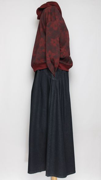 ЮБКА-БРЮКИ  джинсовая "Кокетка широкая " т.синяя р.46-54