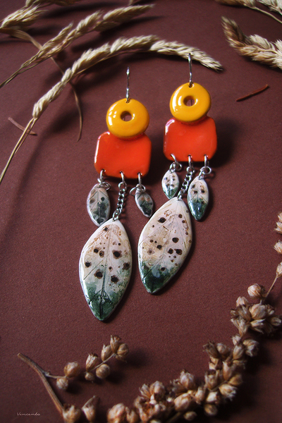 "Полдень над нивой", этнические серьги с подвесками