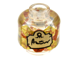 Minifigure, Head without Face with Copper, Gold, and Dark Orange Leaves, Tan Label with Script Writing Pattern - Vented Stud, Trans-Clear (28621pb0028 / 6350879)