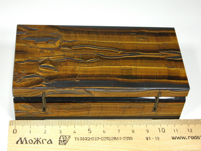 Шкатулка Тигровый глаз с крышкой на шарнирах, ЮАР (115*60*35 мм, 330 г) №26664