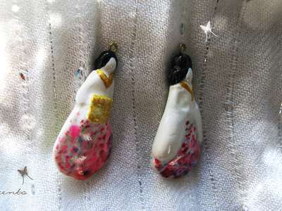 Серьги из холодного фарфора "Восточная красавица"