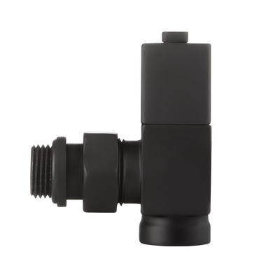 Набор дизайн-вентилей Royal Thermo CUBE, угловой (чёрный) 1/2"