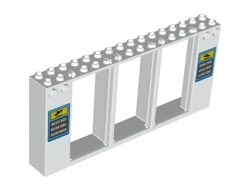 Door, Frame 2 x 16 x 6 with 3 Openings and 2 Studs on Either Side on Front with Flight Schedules Pattern, White (35103pb02 / 6227768)
