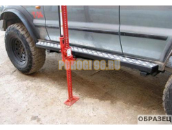 Силовые пороги на Land Rover Discovery II 1989-2004, крепление к раме, поперечина, накладка из алюминия, возможность подъёма автомобиля домкратом (05.300.01)