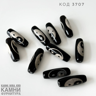 Бусины дзи на основе агата, средний биконус, вид в ассортименте, цена за штуку