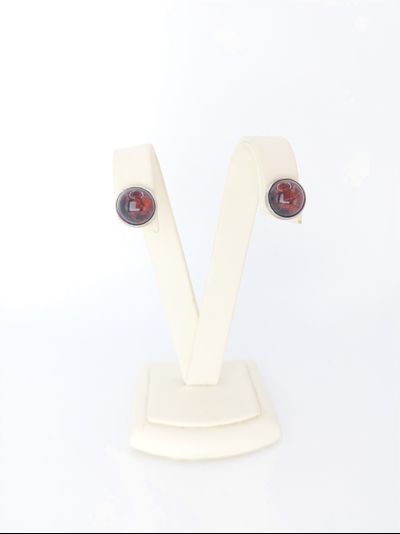 Серьги-гвоздики с винным янтарем