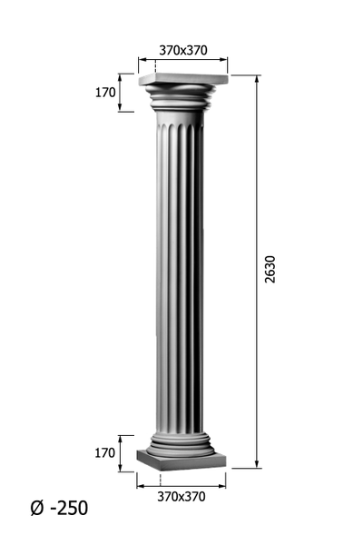размеры колонны KLN-250-1 диаметром 250 мм