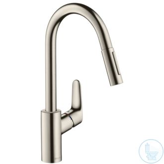 Смеситель для кухни Hansgrohe Focus под сталь (с выдвижным душем)