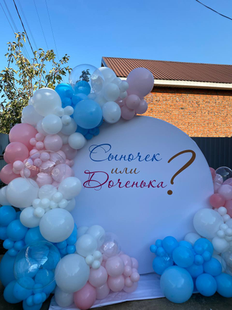 ФОТОЗОНА ИЗ ШАРОВ"СЫНОЧЕК ИЛИ ДОЧЕНЬКА?"