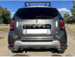 Защита заднего бампера угловая двойная d60/42 для Renault Duster (2015-...)