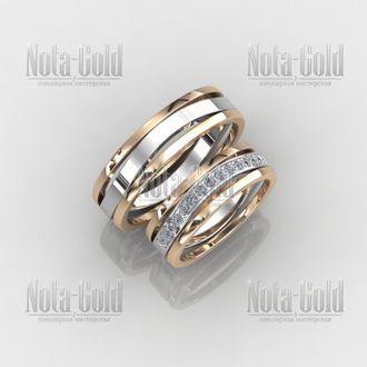Обручальные кольца комбинированные с бриллиантами на заказ