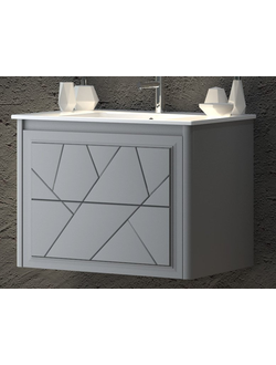 Тумба подвесная без раковины Smile Луиджи 70 серый матовый + Раковина Cerastyle Ibiza 71